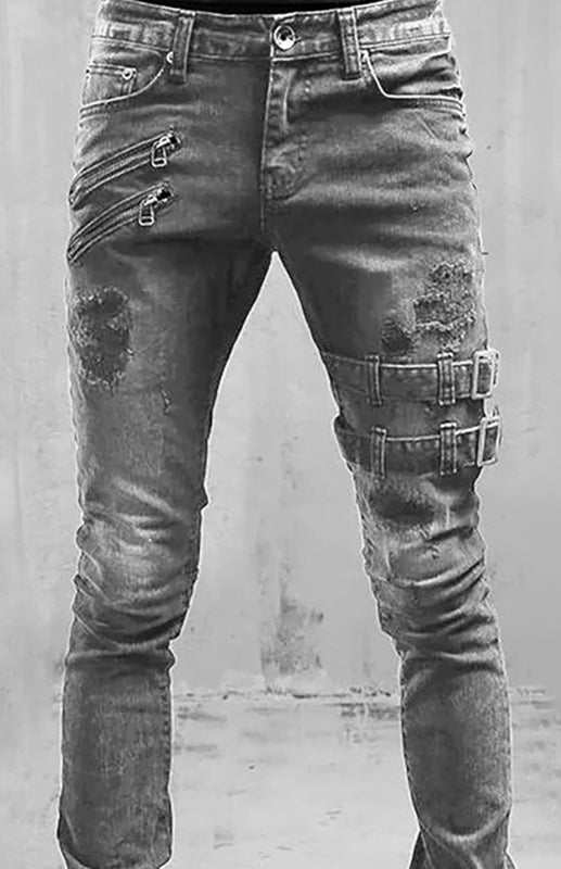 Timeless Men's Stylish Cotton Blend Denim Jeans with Convenient Slant Pockets - MENLL